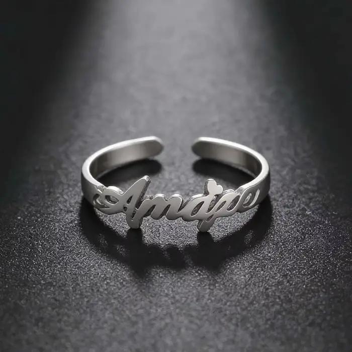Bague de Couple personnalisée avec Double premier nom, pour femmes et hommes, cadeau de famille pers