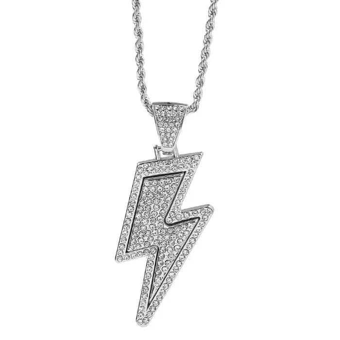 Nouveau Collier Pendentif Éclair en Strass Haut de Gamme Style Hip Hop 2026 pour Femme – Bijou Tenda