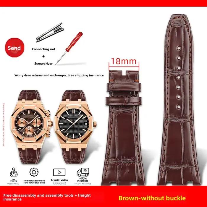 Pour AP Audemars Piguet chêne royal en mer Bracelet en cuir de Crocodile 15400 15202 15703 26331 hom