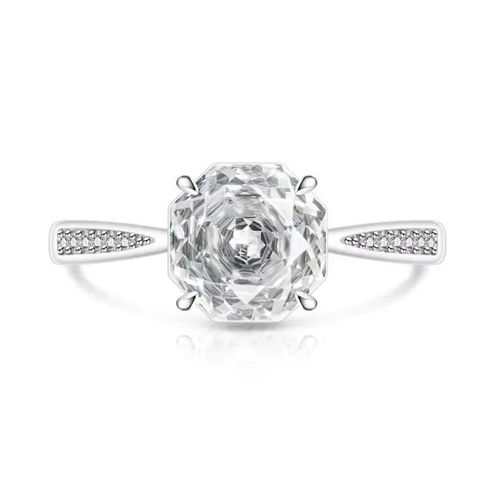 Bague pour femme en argent sterling 925 avec diamant à taille rose et haute teneur en carbone, simpl
