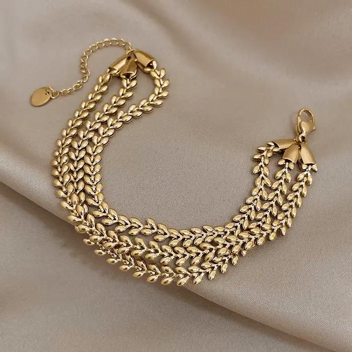 Bracelet en Acier Inoxydable Tressé Élégant pour Femme, Bijoux à la Mode, Cadeaux de ix