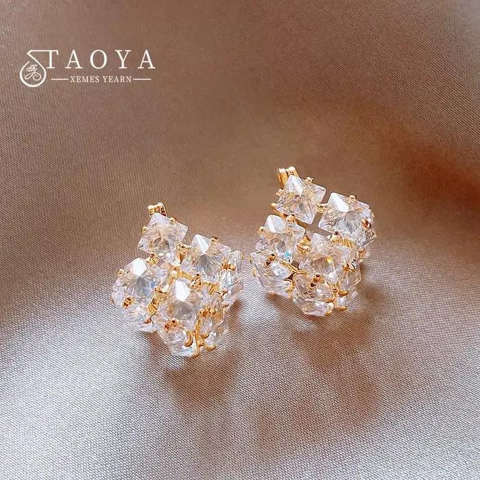 Boucles d'oreilles en forme de panier en métal creux incrusté pour femmes et filles, accessoire d'or