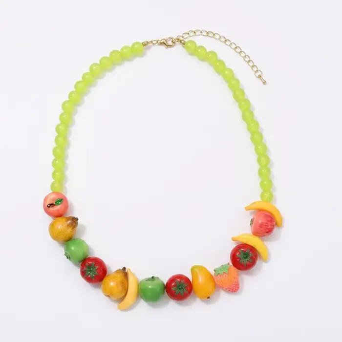 Collier de perles de fruits, nouveau bijou coloré unique et tendance pour femmes, vente en gros, acc