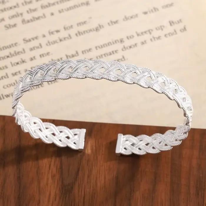PANJBJ – bracelet tissé en argent Sterling 925 pour femmes, ajouré rétro Punk Ins, mode tendance, bi
