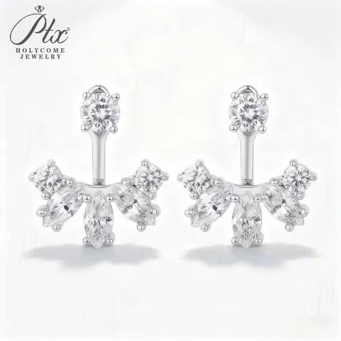 Boucles d'oreilles Moissanite avec rondes + Marquise, design léger et élégant, adaptées aux mariages