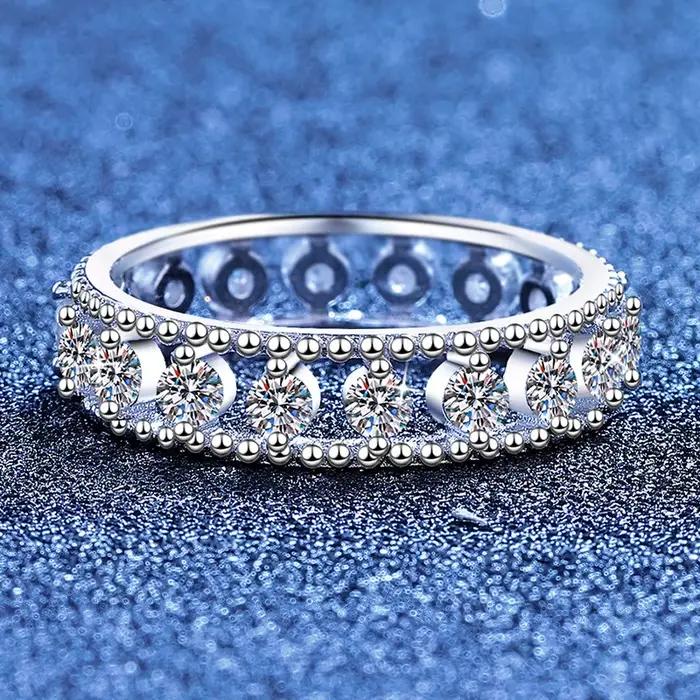 Bague Vintage en Or Blanc Massif 18 carats pour Femme, Bague de Mariage en Moissanite, Accessoire de