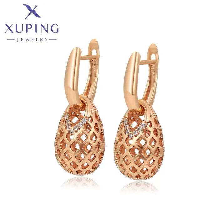 Boucles d'oreilles créoles Xuping Jewelry, exquises, tendance, creuses, couleur or, pour femmes, cad