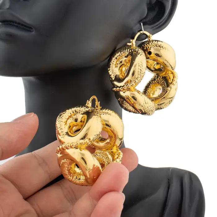 Grandes boucles d'oreilles rondes pour femmes et filles, grand cercle géométrique, bijoux pendants, 