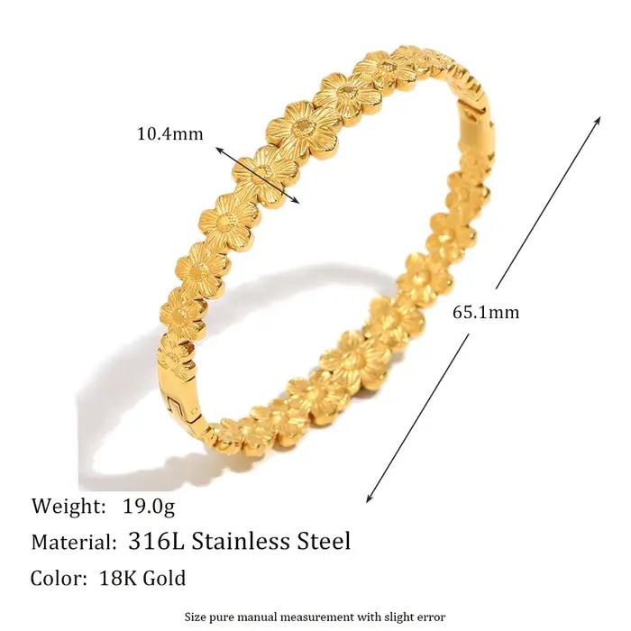 E.B.belle – Mini Bracelet à fleurs ovales Double couleur, plaqué PVD, en acier inoxydable, étanche, 