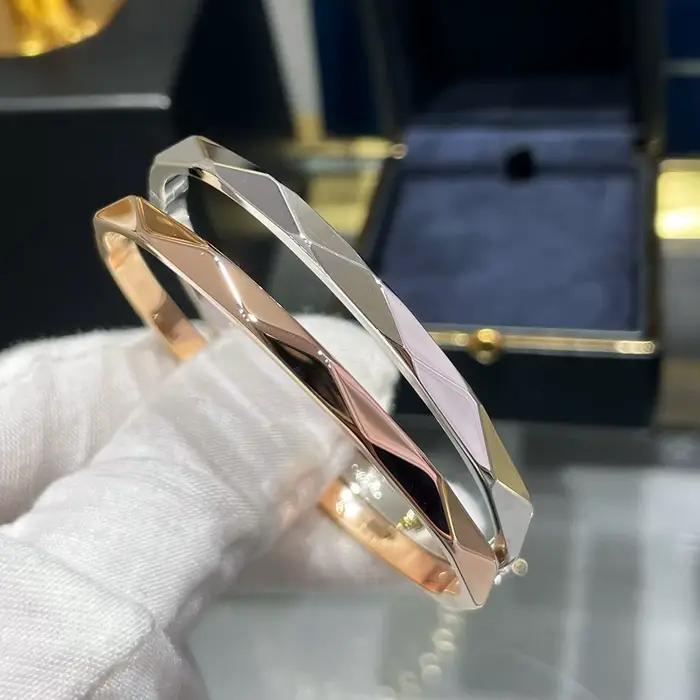 Bracelet classique en argent regardé 925 pur, bracelet en or rose, bijoux de mariage, design rhomboï