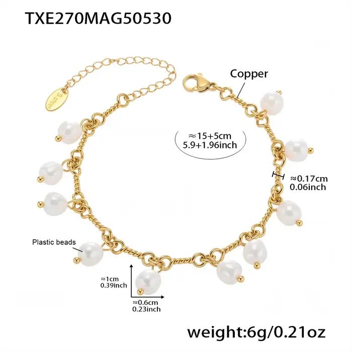 Collier Boho Bracelet assorti en laiton plaqué or 18 carats avec perles en plastique multi-cœurs bre