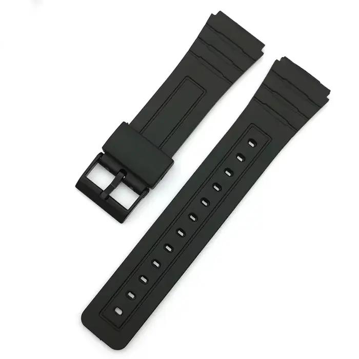 Bracelet de montre en Silicone 18mm pour Casio W800H, souple, en caoutchouc noir, pour SGW400 F91W F