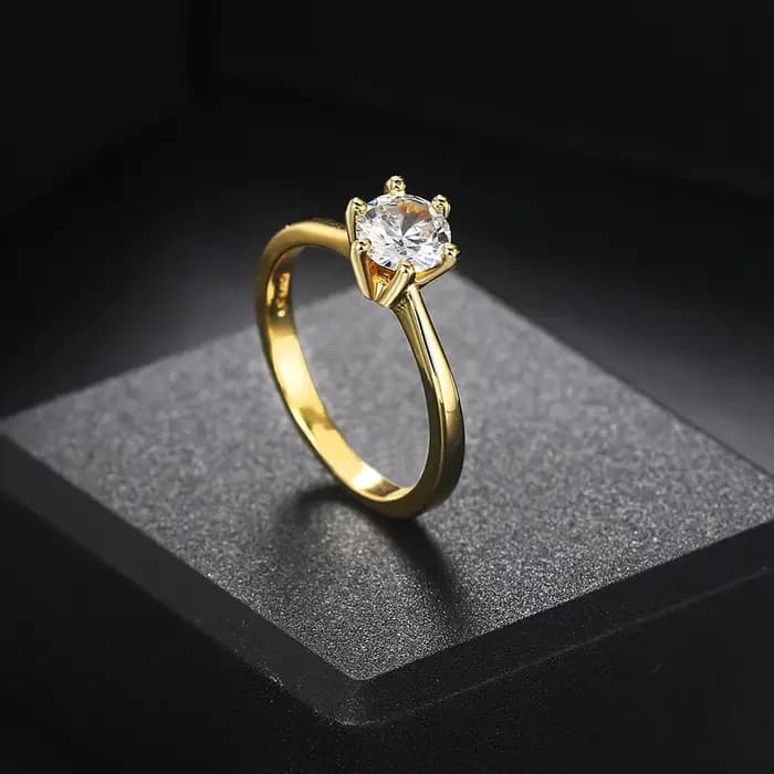 Bague de mariage en cristal 1 Carat pour femme, bijou classique, diamant, or, demande en mariage, an