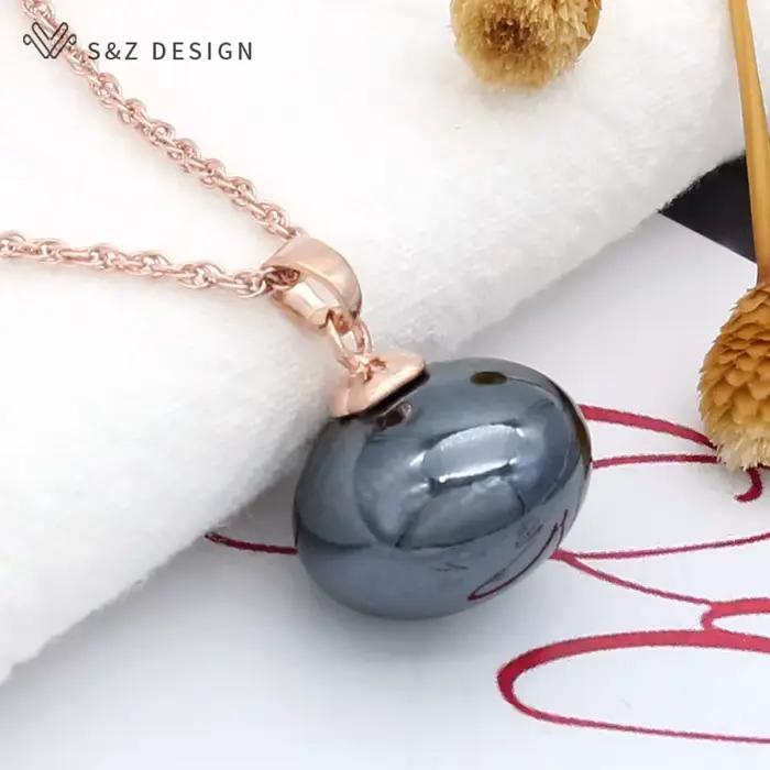 S & Z DESIGN – collier avec pendentif en perles d'imitation de grand pain pour femmes, couleur or Ro