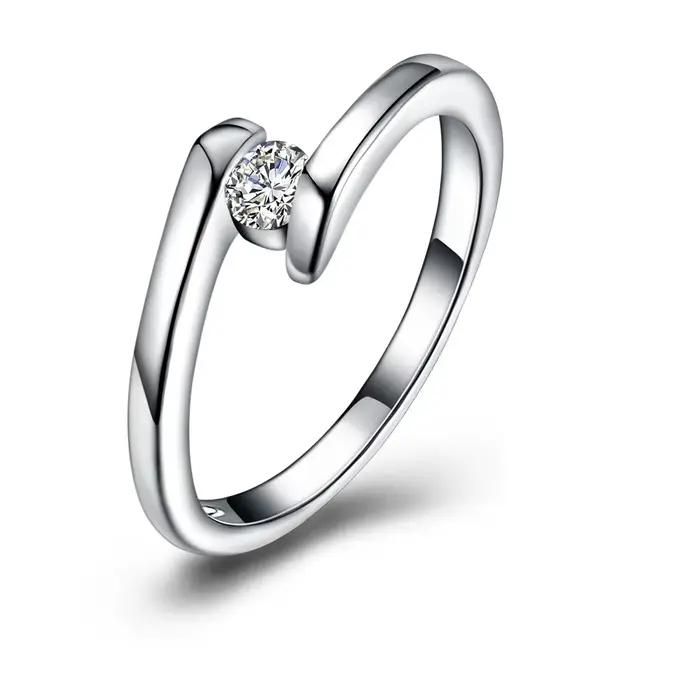 Bague femme en argent sterling 925 7-10 #   Bijoux de fête en Zircon brillant, Simple et fin, à la m