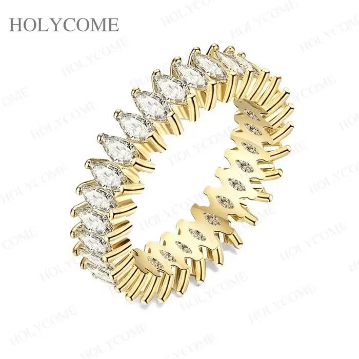 Bague Moissanite personnalisée taille Marquise, 2x4mm, couleur D VVS1, prix de gros pour dames et fi