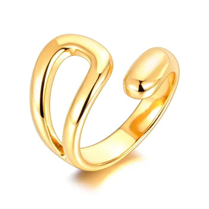 Lokaer – bague géométrique en acier inoxydable plaqué or 18K, anneau de fête bohème fait à la main, 