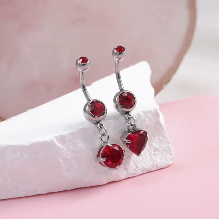 Ensemble de 2 pièces 14G bagues de nombril pour femme 316L acier chirurgical CZ strass coloré et zir