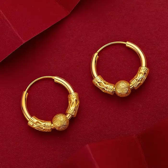 Boucles d'oreilles en perles de couleur or véritable K, bijoux fins, ne se décolore pas, bijoux de f
