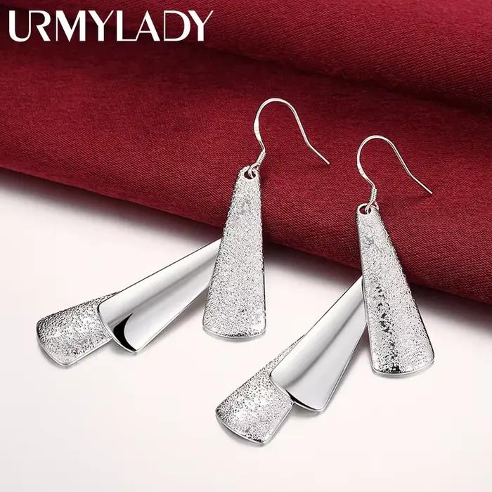 Offre spéciale bijoux de haute qualité 925 en argent Sterling boucle d'oreille mode femme géométrie 