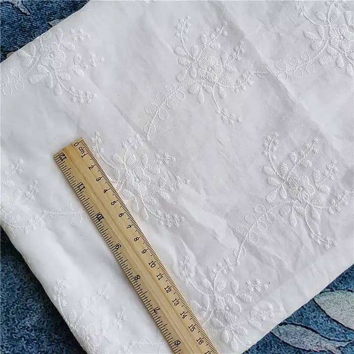 Tissu en dentelle brodée de coton pur, fait à la main, bricolage, vêtements de bébé, robe, literie, 