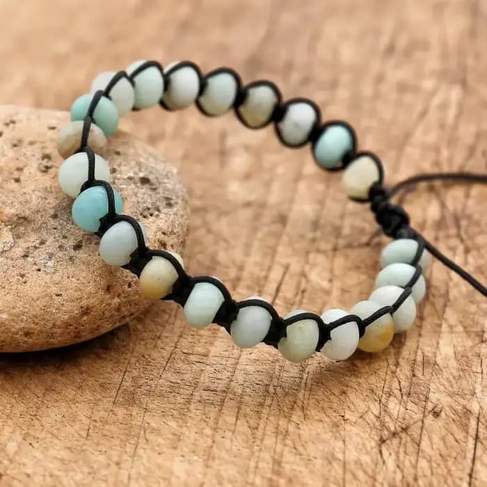 Pierre naturelle Amazonite bohême tressé Bracelets pour femme hommes Bracelet et Bracelets faits à l