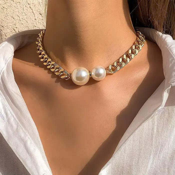 Colliers Vintage Punk pour Femmes, Pendentif de Perle, Ras du Cou, Accessoires de Mode, Bijoux