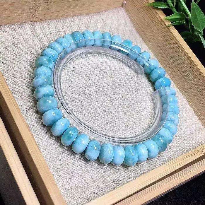 Bracelet de perles de boulier Larimar bleu naturel, 8mm, bijoux en pierres précieuses de guérison, m