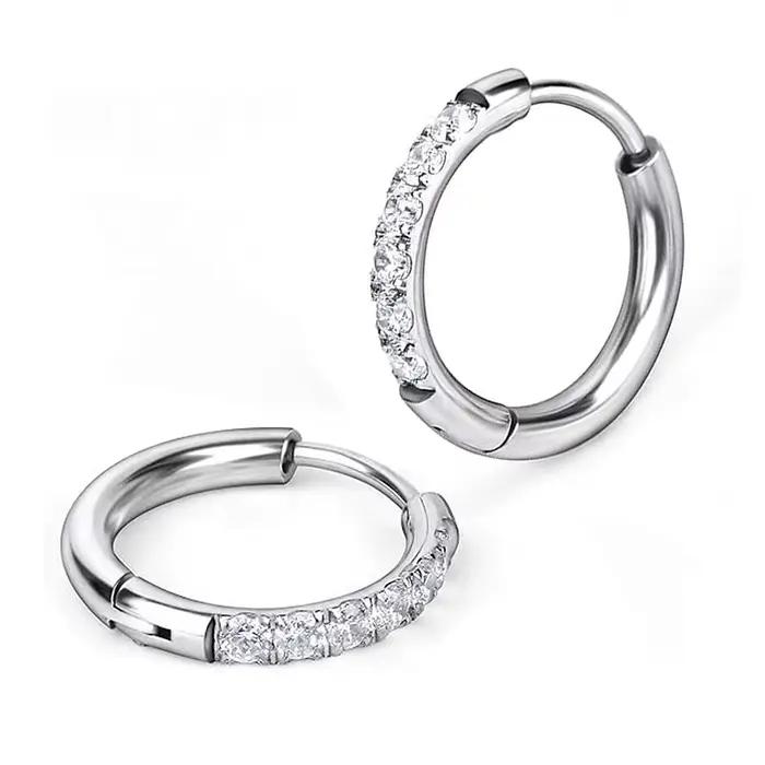 1 Paire de Boucles d'Oreilles Minimalistes Exquises en Zirconium Cristallin, Petites Créoles Fines p