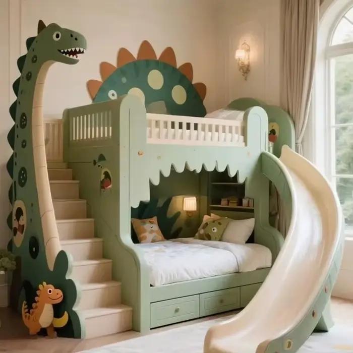 Lit dinosaure Design personnalisé des chambres d'enfants sur le thème des dinosaures Les chambres d'