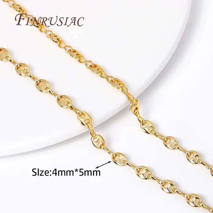 Chaîne de grains de café Hip Hop plaquée or 18 carats, chaînes de nez de cochon en métal de haute qu
