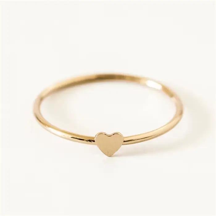 Bagues empilables en forme de cœur pour femmes, bijoux en or 14K remplis, style bohème, minimaliste