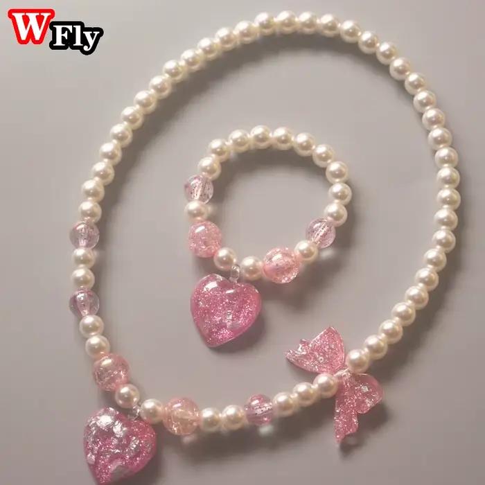 Harajuku fait à la main Lolita fille couleur bonbon en forme de coeur Bracelet Lolita perles élastiq
