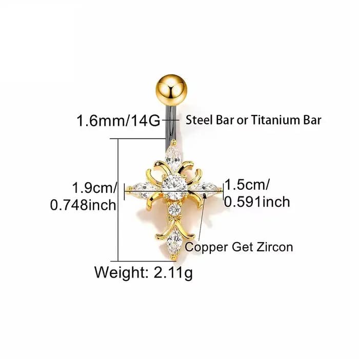 Piercing de nombril croix gothique, bijoux en titane 6-16mm, barbell pour hommes et femmes, accessoi