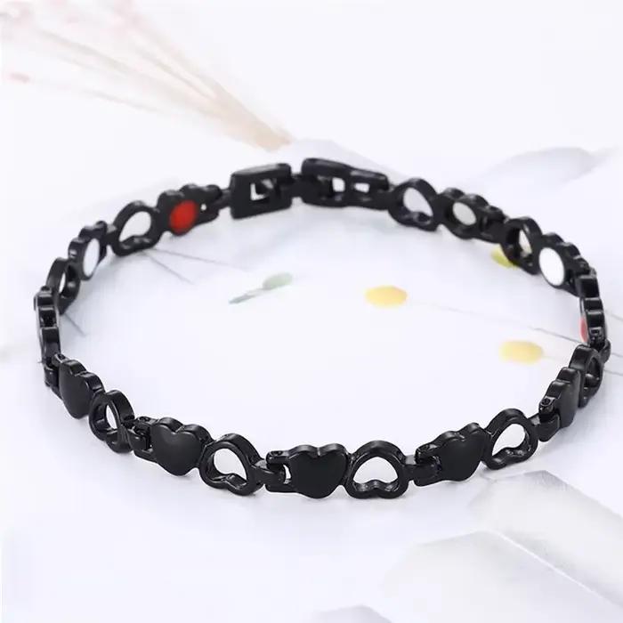 Bracelet magnétique de santé en acier inoxydable, forme de cœur, germanium, anti-radiation, pour fem