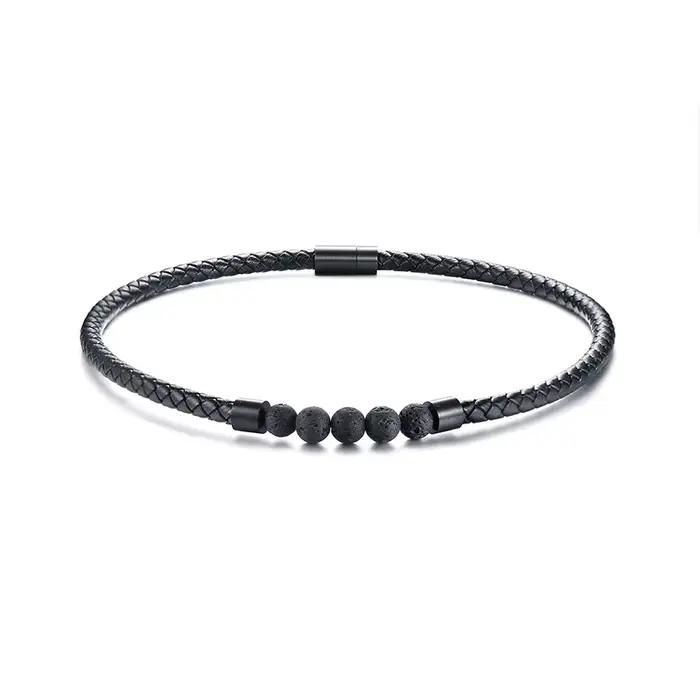 Collier ras du cou pour hommes, colliers en cuir tressé Rock de lave, bijoux Boho Hippie pour hommes