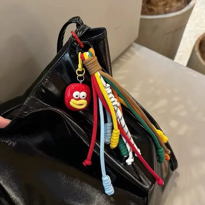 Porte-clés mignon style coréen lèvres de saucisse, breloque de sac amusante, corde colorée, cadeau p