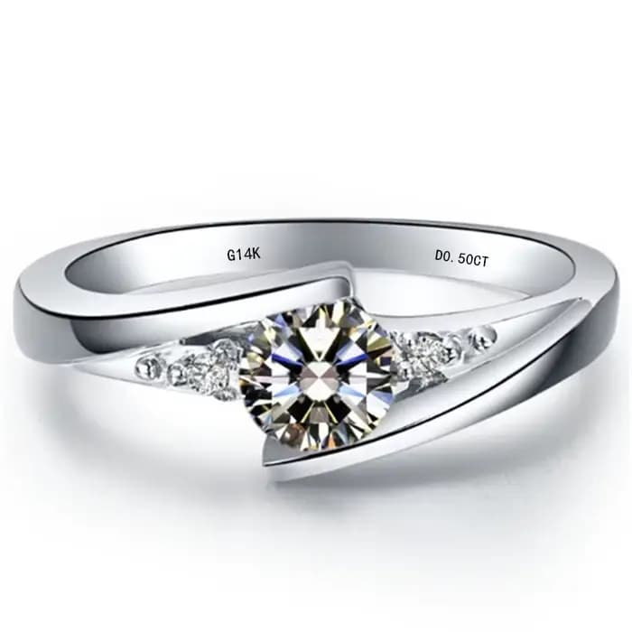 Bague de fiançailles en diamant pour femme, or blanc massif 14 carats, bijoux de doigt, beau cadeau,