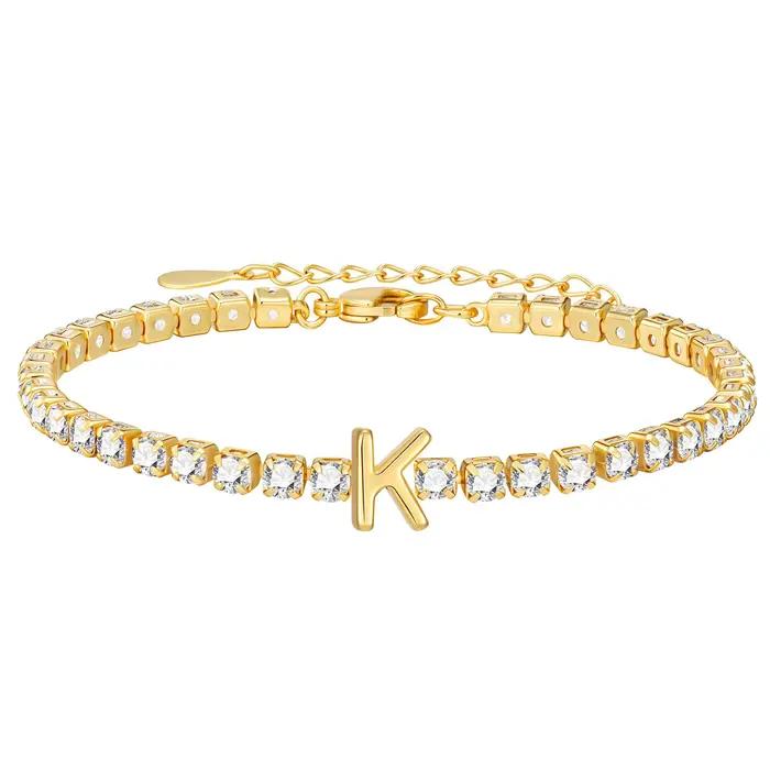 Bracelet en or personnalisé pour femmes, bracelets délicats en or avec initiales, bracelet ajustable