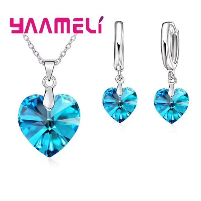 Ensemble de bijoux de mariée en argent Sterling 925 pour femmes, en forme de cœur d'amour, pour mari