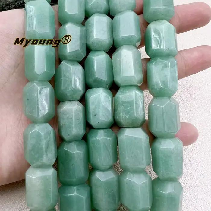 Grands perles de pépite de coupe d'aventurine de Jades verts naturels à facettes pour la fabrication