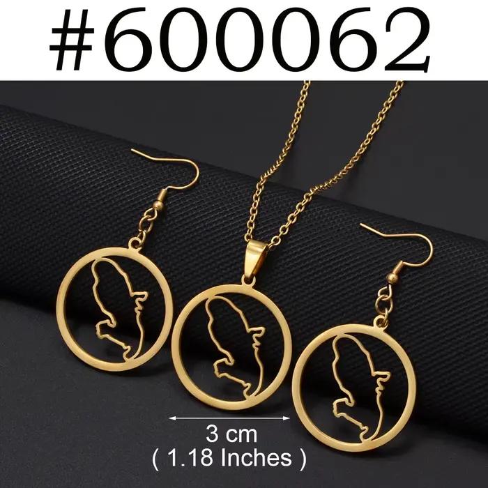 1 ensemble de colliers et boucles d'oreilles avec pendentif fleurs et carte de la Martinique pour fe