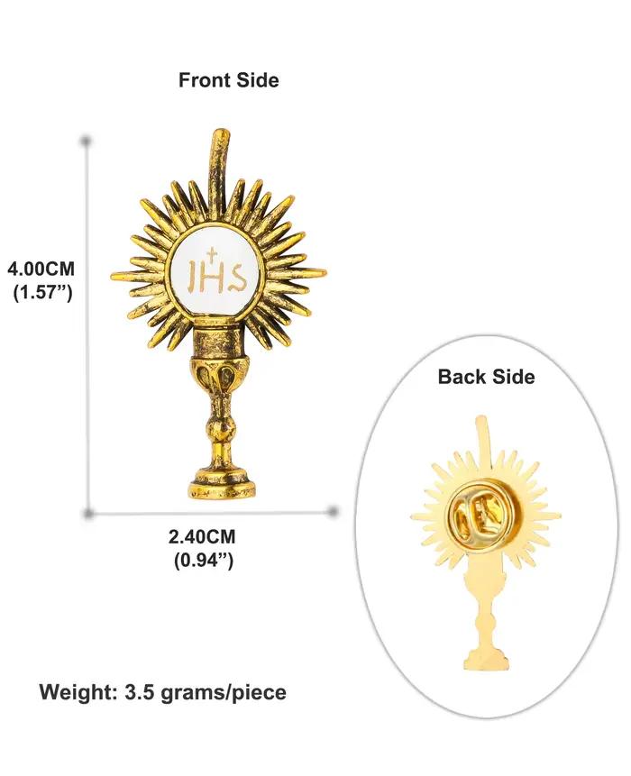 Broches en croix de calice JHS chrétienne, 10 pièces, saint Graal, tasse de jésus, épingle à revers,