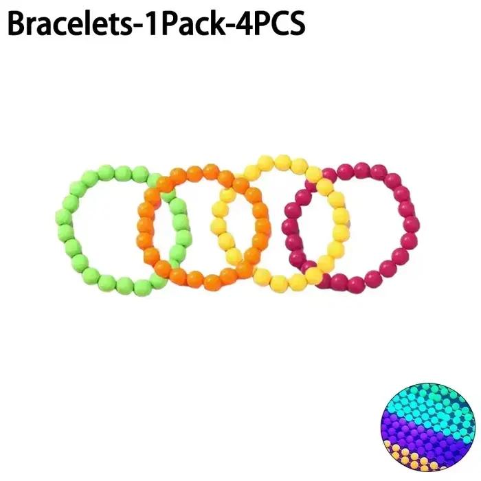Nouvel ensemble collier et bracelet néon fluorescent, breloques, pour fête sous lumière noire, cadea