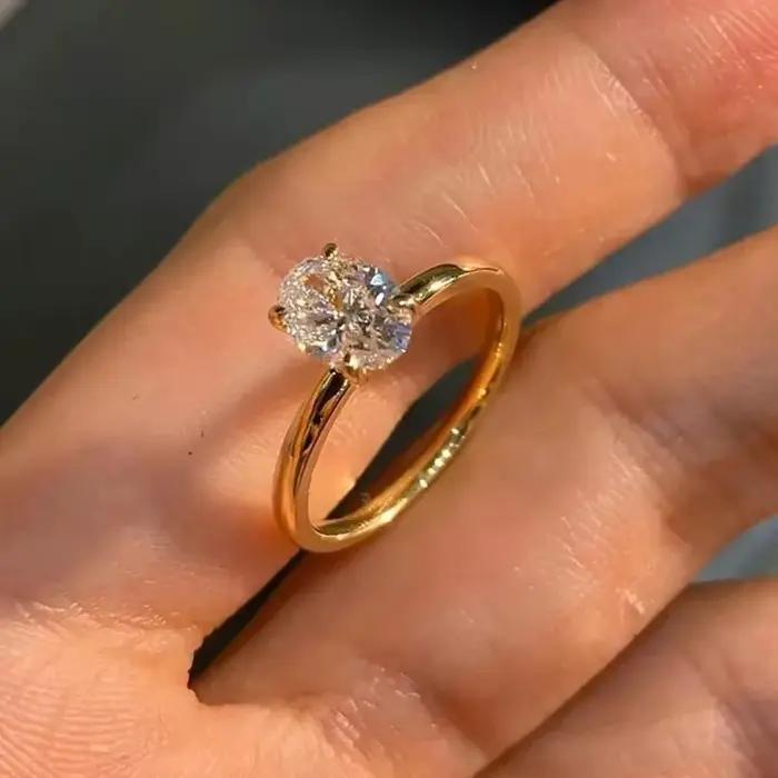 Bague en argent Sterling 925 et zircone 1-3CT, magnifique bague ovale brillante en pierre pour femme