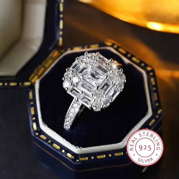 Bague de fiançailles Simple en zircone pour femmes, bijoux de mariage minimalistes en argent 925, ca