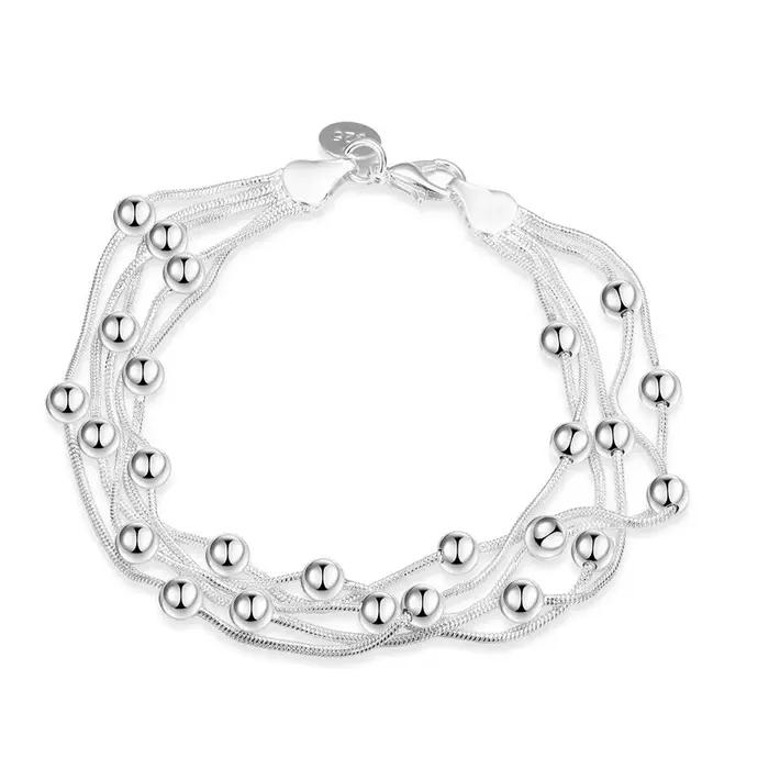 Breloque en argent Sterling 925, 8 pouces, collier serpent, collier de perles, Bracelet pour femmes,