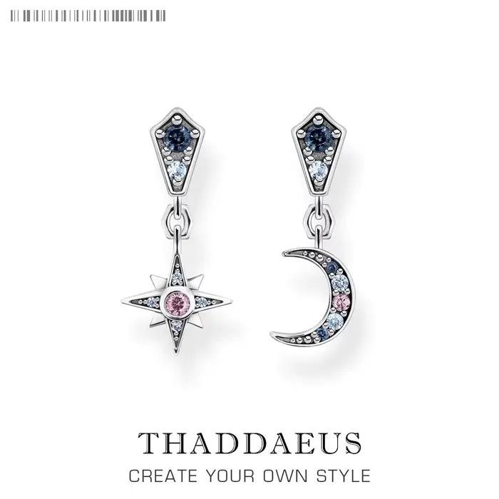 Boucles d'oreilles étoile et lune de royauté, bijoux fins flambant neufs, cadeau bohème en argent St