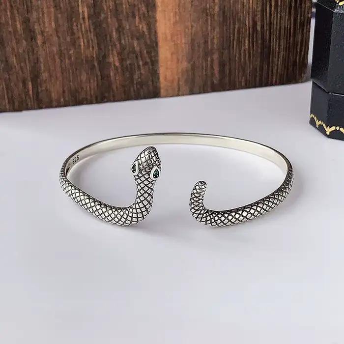 Nouveaux bracelets serpentins à la mode en argent sterling 925, bijoux personnalisés, bracelets ouvr