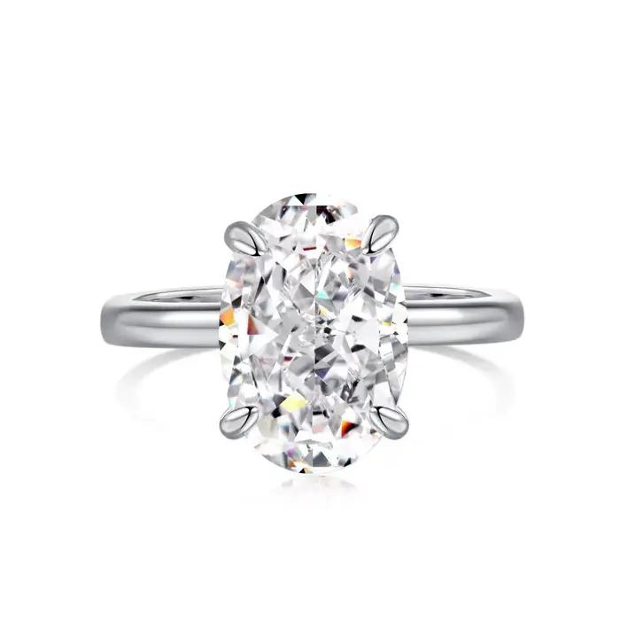 Vinregem 8*12 MM 3.5CT ovale coupe laboratoire créé saphir pierre précieuse bague de fiançailles de 